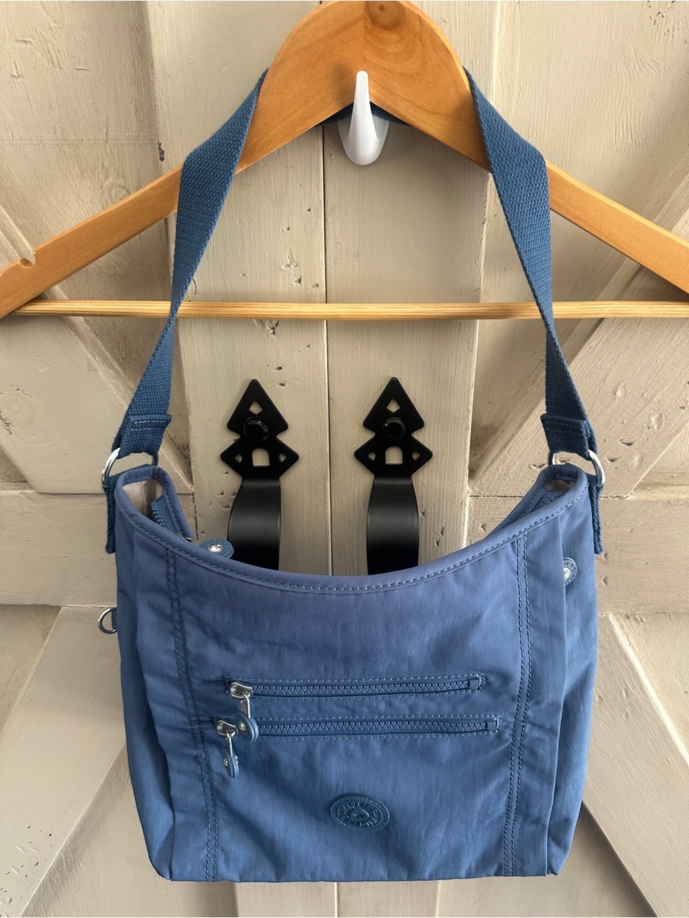 Kipling Live.Light Blue Nylon Shoulder Bag Adjustable Strap Lightweight Purse